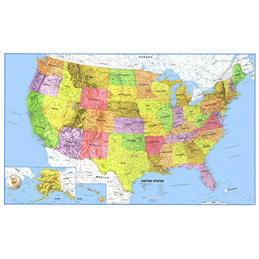 USA US Classic Wall Map Poster Mural Laminated 24x36 United States